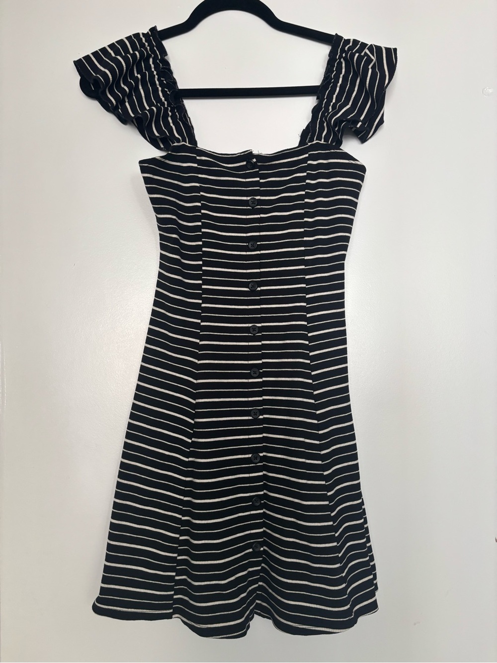 Black and White Striped Button-Front Mini Dress, Forever 21